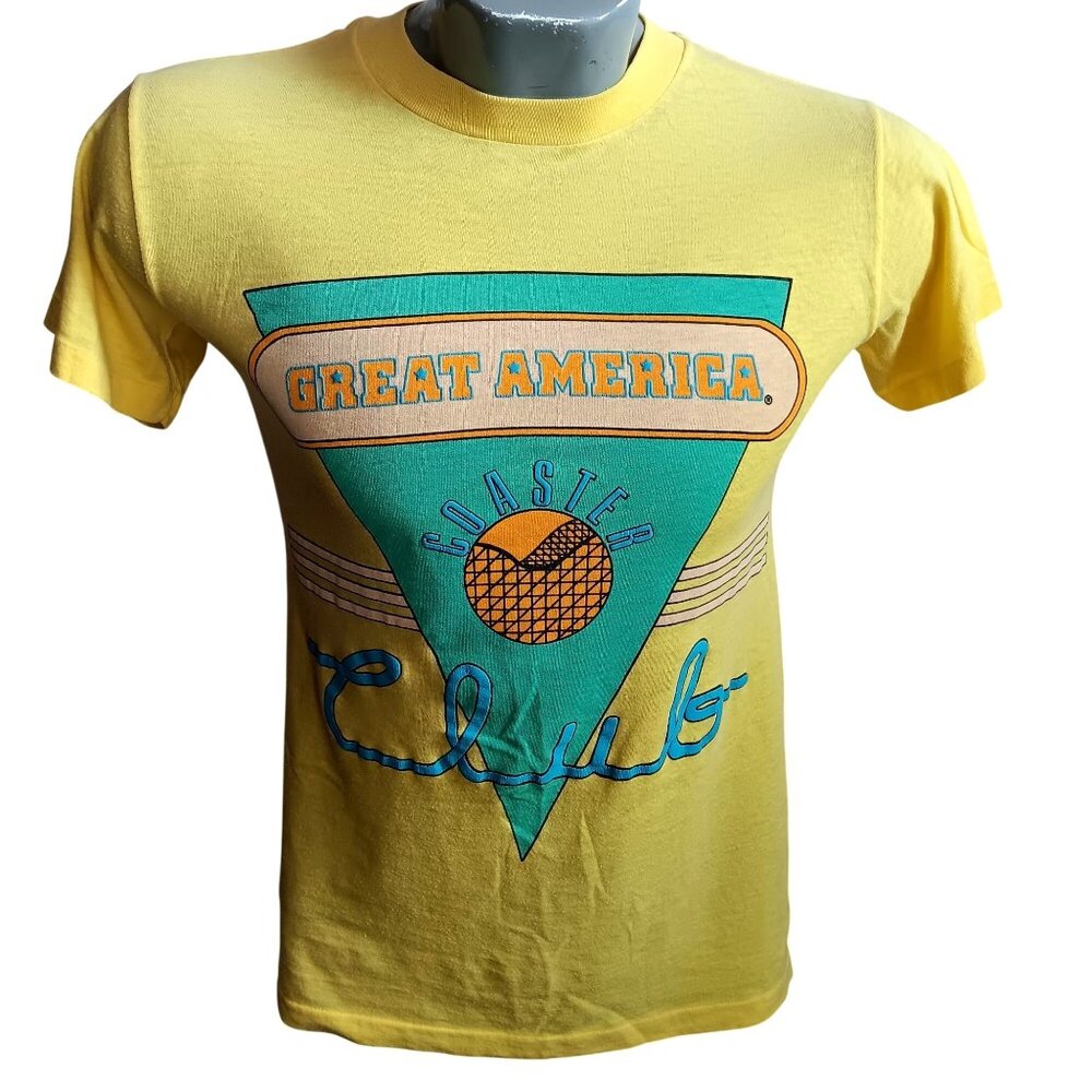 Vintage Small Single Stitch T-shirt Great America Roller Coaster 80's Puff Print